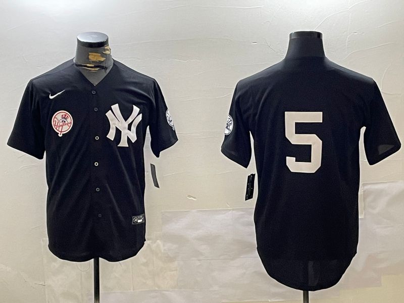 Men New York Yankees #5 No Name Black Fashion Game Nike 2024 MLB Jersey style 3